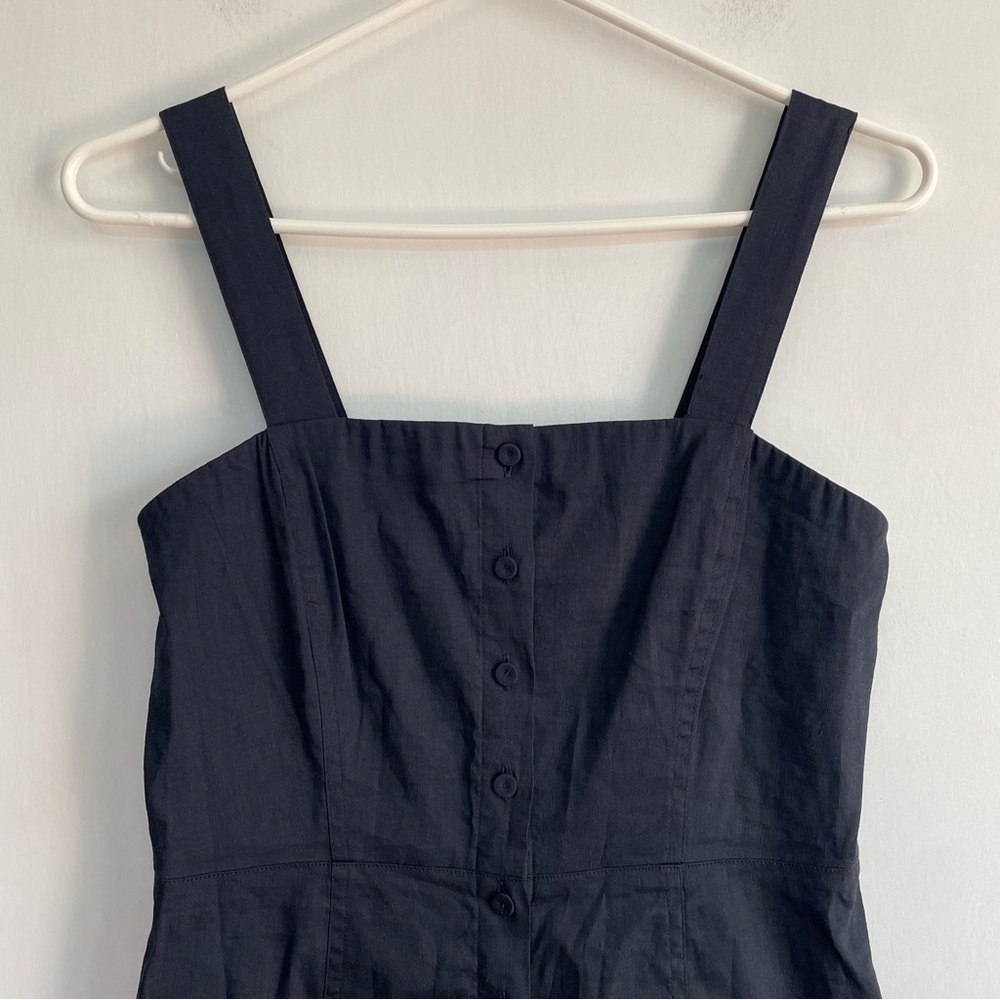NWT Theory Kayleigh Button Front Mini Dress Navy Blue Sleeveless Linen Blend 0 - Picture 5 of 15